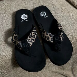 Yellow box flip flops